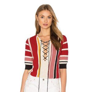 Glamorous Boho Striped Tie-Waist Top - Size XS